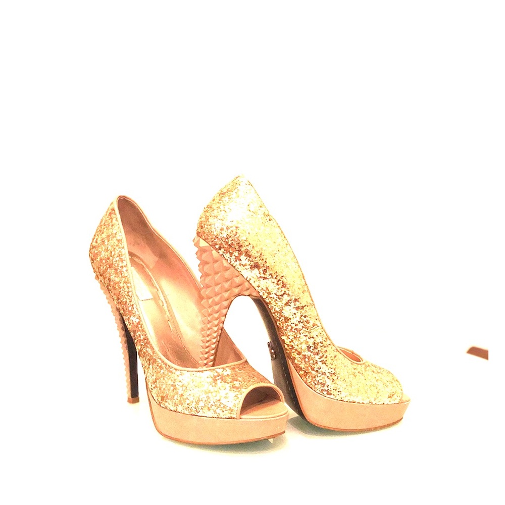 Rachel Roy Gold Glitter Heels